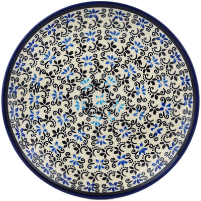 Polish Pottery Plate 7&quot; Black And Blue Lace