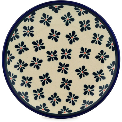 Polish Pottery Plate 7&quot; Black Gangam Flower