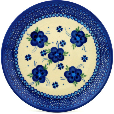 Polish Pottery Plate 7&quot; Bleu-belle Fleur