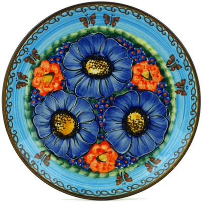 Polish Pottery Plate 7&quot; Blooming Beauties UNIKAT