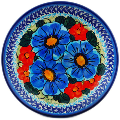 Polish Pottery Plate 7&quot; Blue As Your Eyes UNIKAT