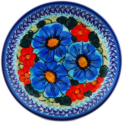 Polish Pottery Plate 7&quot; Blue As Your Eyes UNIKAT