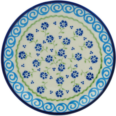 Polish Pottery Plate 7&quot; Blue Bursts