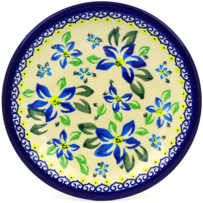 Polish Pottery Plate 7&quot; Blue Clematis