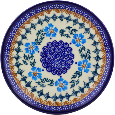 Polish Pottery Plate 7&quot; Blue Cornflower