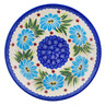 Polish Pottery Plate 7&quot; Blue Daisy Dance UNIKAT