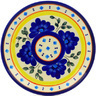 Polish Pottery Plate 7&quot; Blue Diamond Flowers
