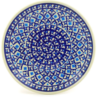 Polish Pottery Plate 7&quot; Blue Diamond