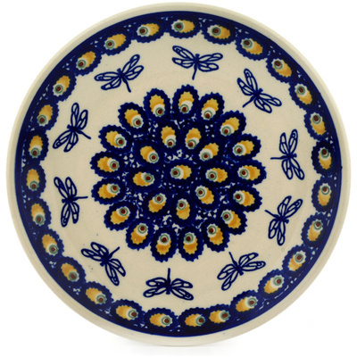 Polish Pottery Plate 7&quot; Blue Eyed Dragonfly