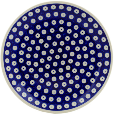 Polish Pottery Plate 7&quot; Blue Eyed Peacock