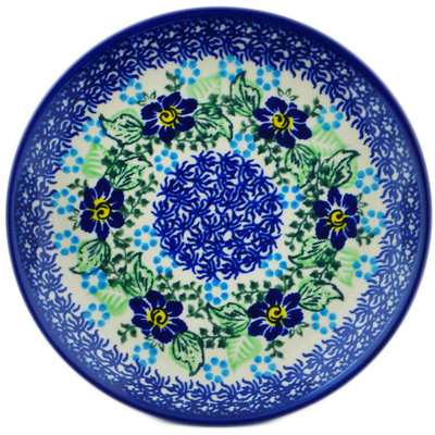 Polish Pottery Plate 7&quot; Blue Floral Day UNIKAT