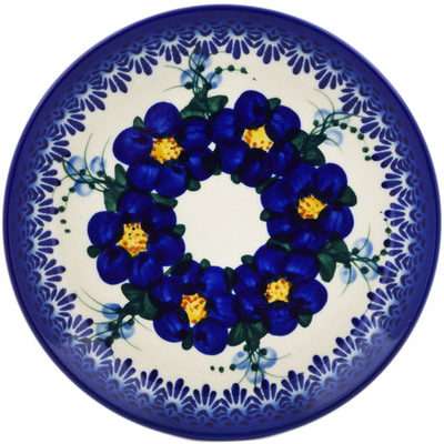 Polish Pottery Plate 7&quot; Blue Wildflower UNIKAT