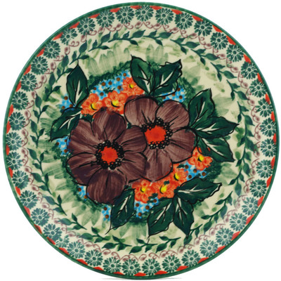Polish Pottery Plate 7&quot; Brown Rose Bouquet UNIKAT