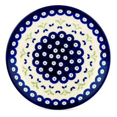 Polish Pottery Plate 7&quot; Budding Peacock