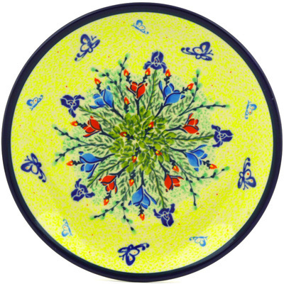 Polish Pottery Plate 7&quot; Butterflies In Flight UNIKAT