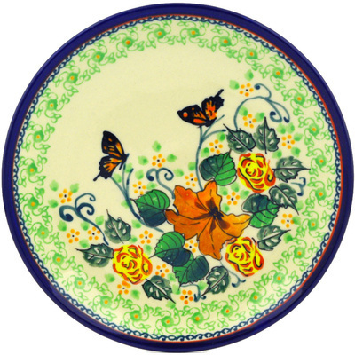 Polish Pottery Plate 7&quot; Butterfly Meadow UNIKAT