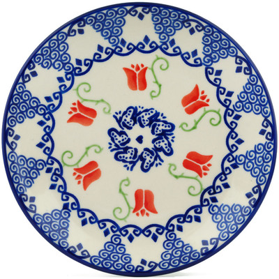 Polish Pottery Plate 7&quot; Butterfly Tulips
