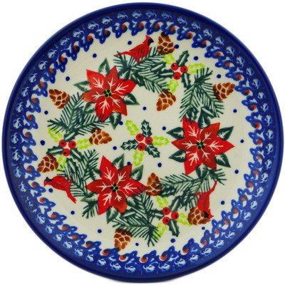 Polish Pottery Plate 7&quot; Cardinal&#039;s Home UNIKAT