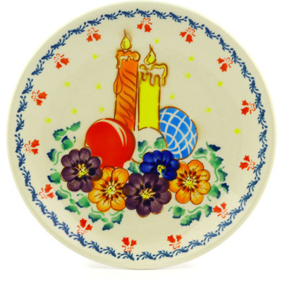 Polish Pottery Plate 7&quot; Christmas Poppies