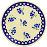 Polish Pottery Plate 7&quot; Cobalt Pansy