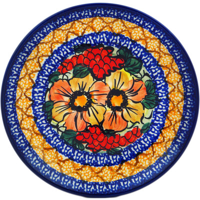 Polish Pottery Plate 7&quot; Colorful Bouquet UNIKAT