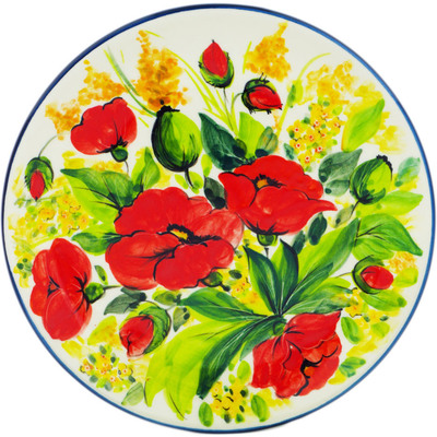 Polish Pottery Plate 7&quot; Corn Poppy In Bloom UNIKAT