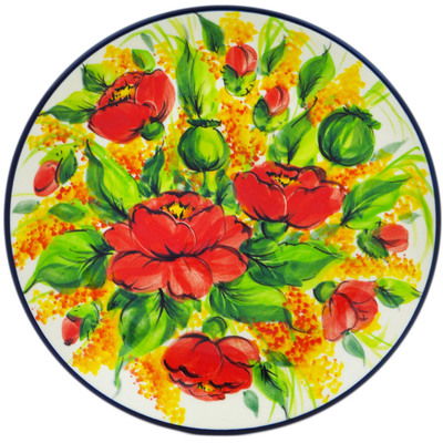 Polish Pottery Plate 7&quot; Corn Poppy In Bloom UNIKAT