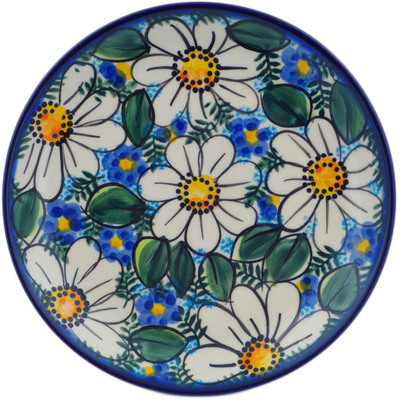 Polish Pottery Plate 7&quot; Daisy Blues UNIKAT