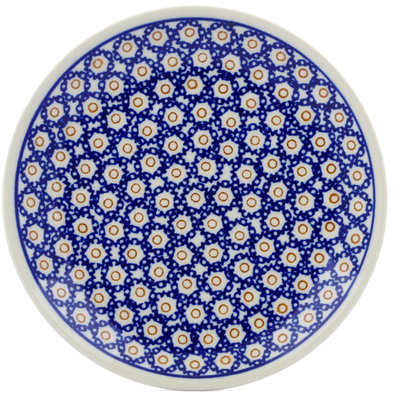 Polish Pottery Plate 7&quot; Daisy Stamps