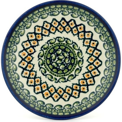 Polish Pottery Plate 7&quot; Diamond Peacock