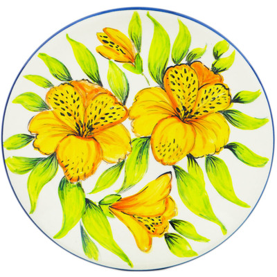 Polish Pottery Plate 7&quot; Elegant Yellow Lily