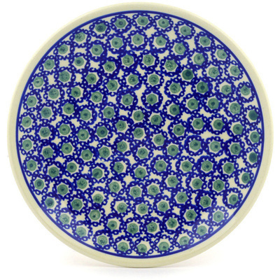 Polish Pottery Plate 7&quot; Emerald Peacock Eyes