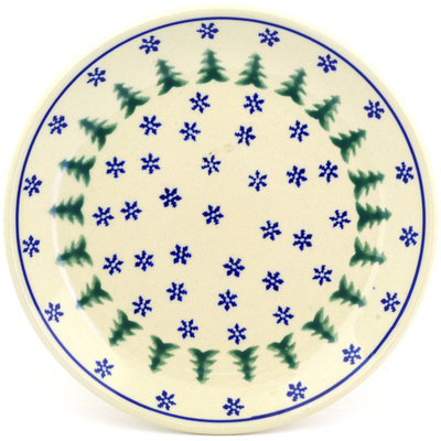 Polish Pottery Plate 7&quot; Evergreen Snowflakes