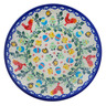 Polish Pottery Plate 7&quot; Feathered Friends UNIKAT