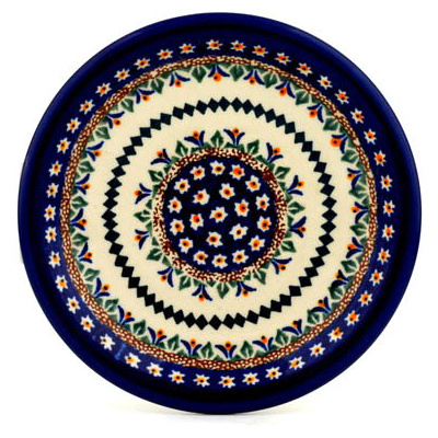 Polish Pottery Plate 7&quot; Floral Peacock UNIKAT