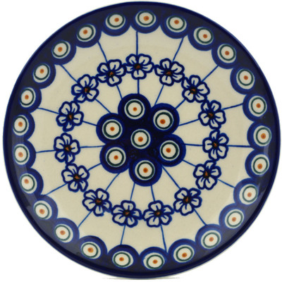 Polish Pottery Plate 7&quot; Flowering Peacock
