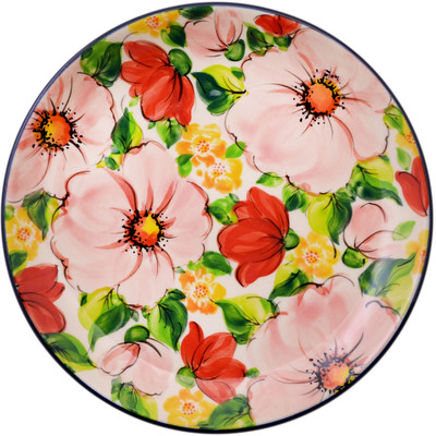 Polish Pottery Plate 7&quot; Full Of Flowers UNIKAT