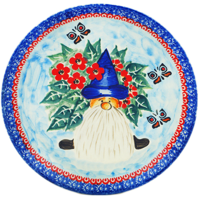 Polish Pottery Plate 7&quot; Garden Gnome UNIKAT