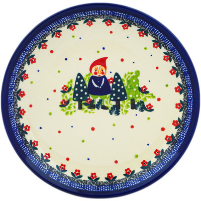 Polish Pottery Plate 7&quot; Gnome Forest UNIKAT