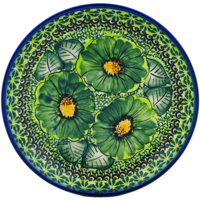 Polish Pottery Plate 7&quot; Green Fantasy UNIKAT
