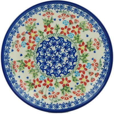 Polish Pottery Plate 7&quot; Happy Blossoms UNIKAT