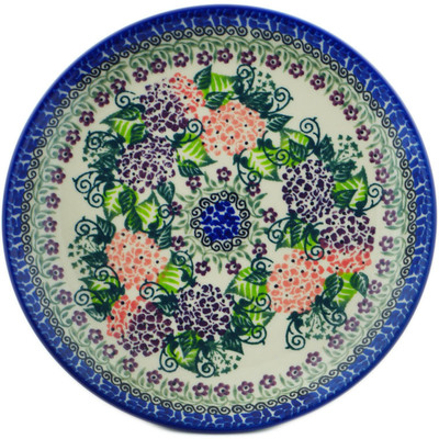 Polish Pottery Plate 7&quot; Happy Hydrangea UNIKAT