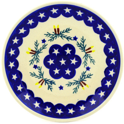 Polish Pottery Plate 7&quot; Holly Stars