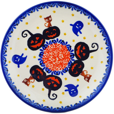 Polish Pottery Plate 7&quot; Jack-o-lantern Fun