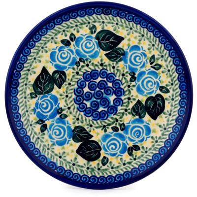 Polish Pottery Plate 7&quot; Lady Blue Roses UNIKAT