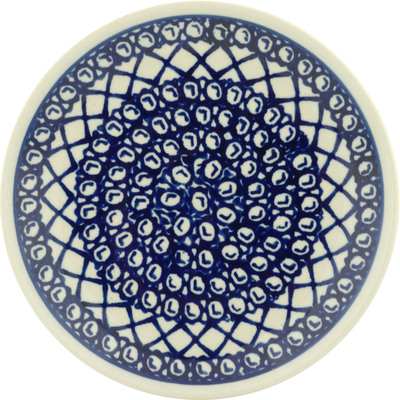 Polish Pottery Plate 7&quot; Lattice Peacock