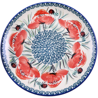 Polish Pottery Plate 7&quot; Lucky Ladybugs UNIKAT