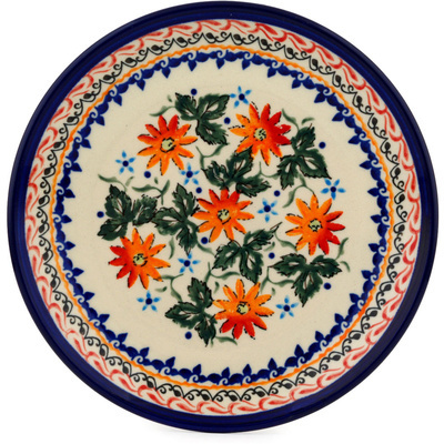 Polish Pottery Plate 7&quot; Mexican Flame UNIKAT
