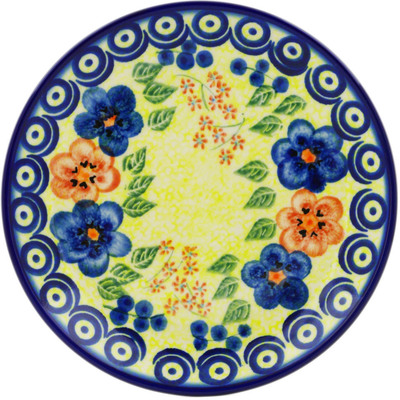 Polish Pottery Plate 7&quot; Neon Poppies