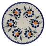 Polish Pottery Plate 7&quot; Orange And Blue Flower